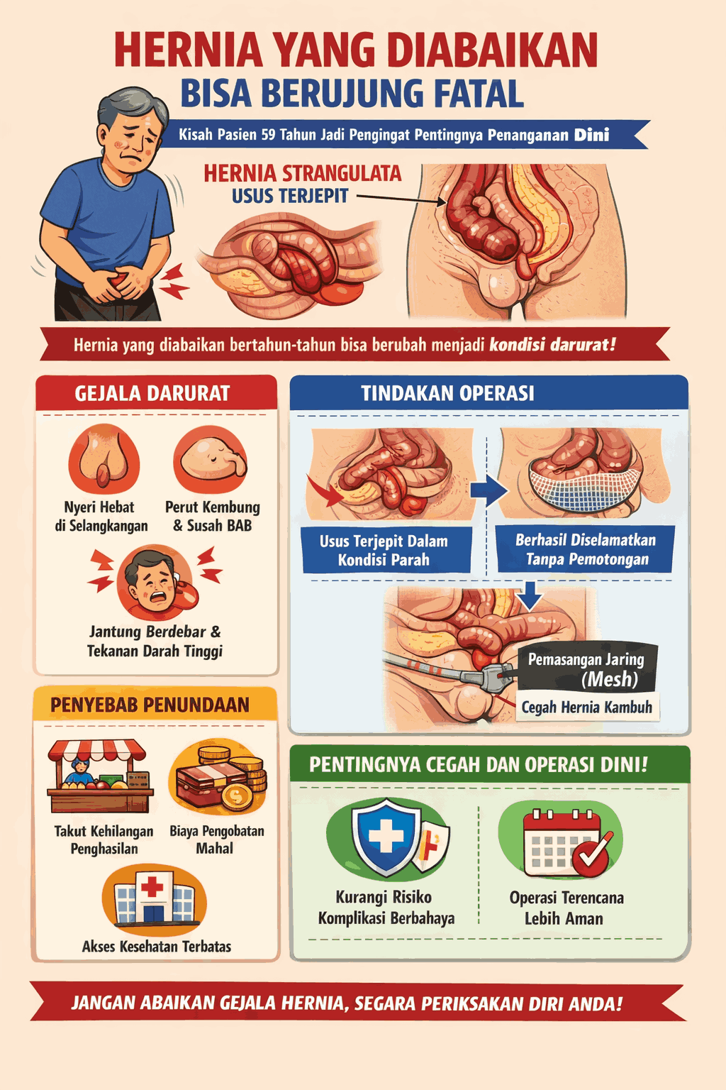 Ketika Turun Berok Menjadi Darurat Nyawa, Pelajaran Penting dari Kasus Hernia yang Terlambat Ditangani