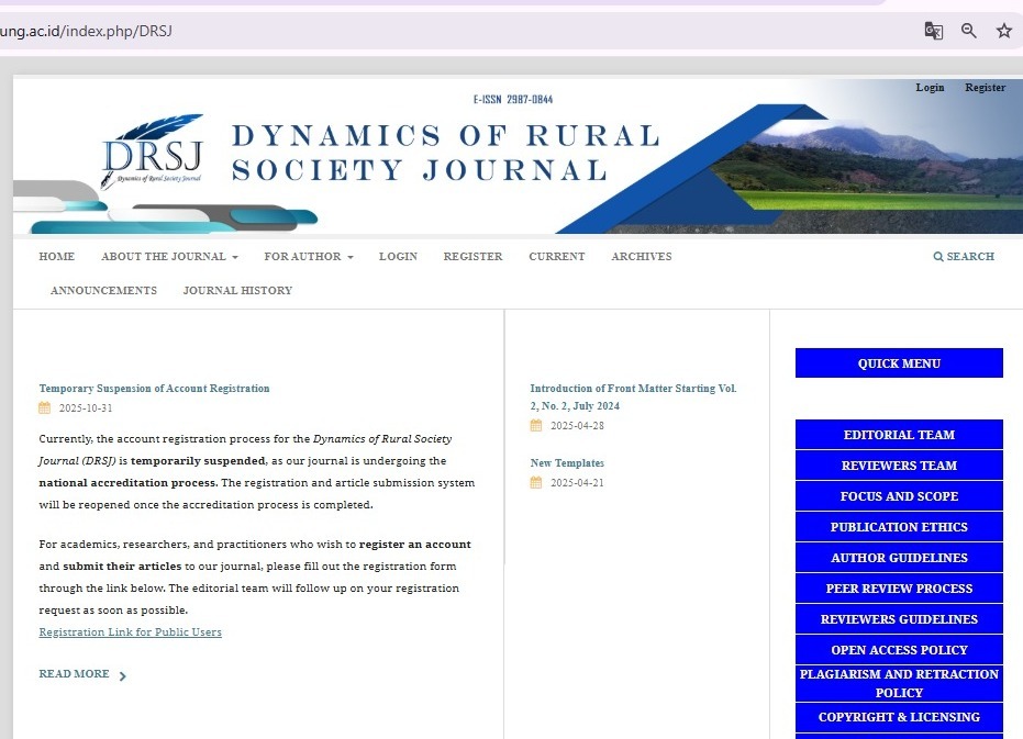 Jurnal Dynamics of Rural Society UNG Berhasil Meraih Akreditasi Sinta 2