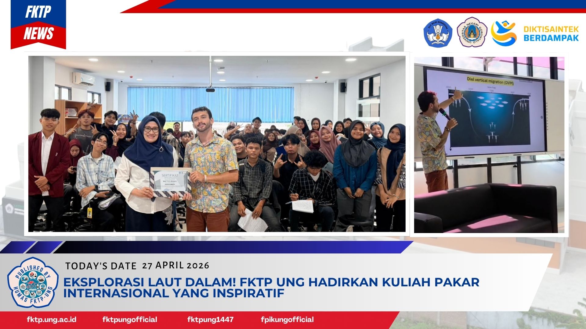 Mengintip Rahasia Laut Dalam, Peneliti National University of Singapore Beri Kuliah Pakar di FKTP UNG