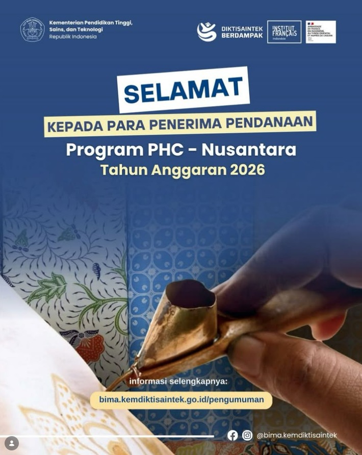 Penerima Pendanaan Program Partenariat Hubert Curien (Phc)-Nusantara Tahun Anggaran 2026