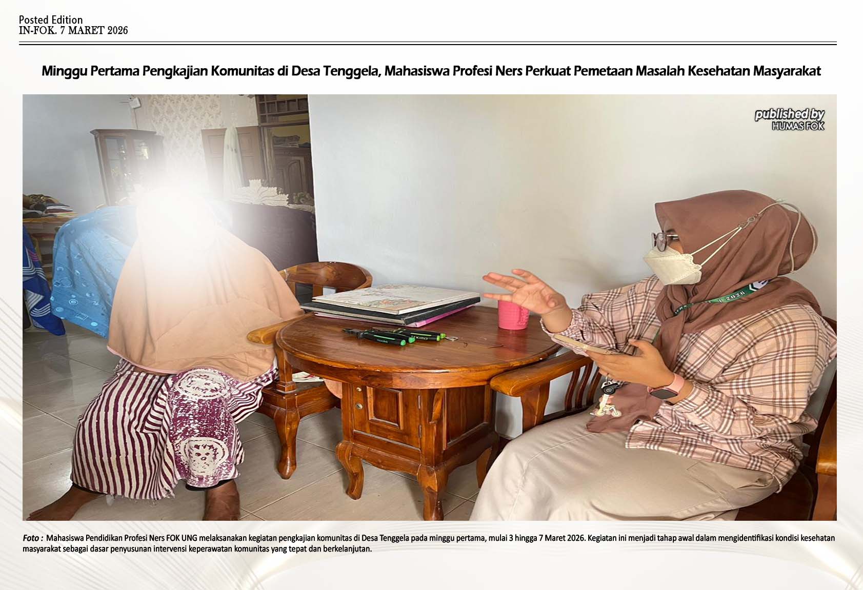 Memotret Kesehatan dari Dekat, Mahasiswa Ners UNG Bedah Kebutuhan Warga Desa Tenggela