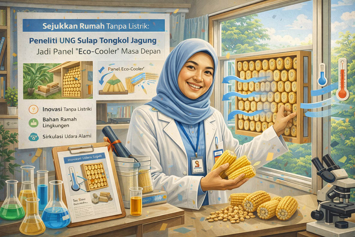 Sejukkan Rumah Tanpa Listrik: Peneliti UNG Sulap Tongkol Jagung Jadi Panel "Eco-Cooler" Masa Depan