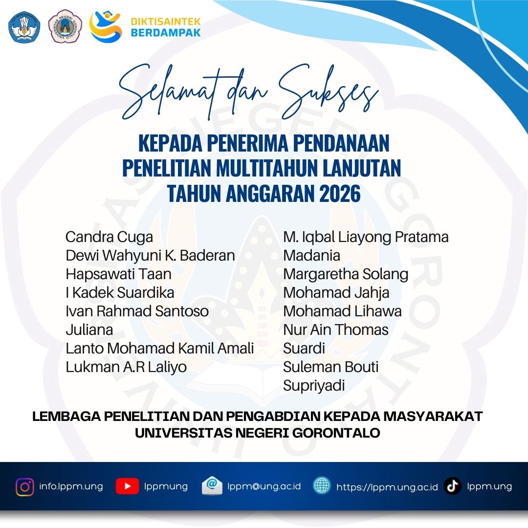 Dosen UNG Raih Pendanaan Penelitian Multitahun Lanjutan Tahun Anggaran 2026