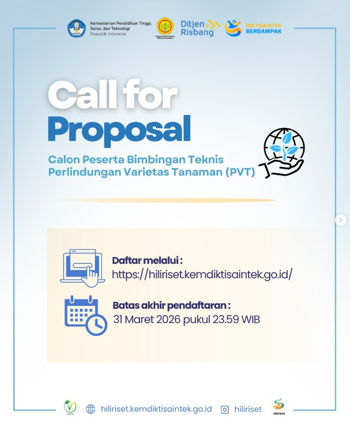Pendaftaran Calon Peserta Bimbingan Teknis Perlindungan Varietas Tanaman (PVT)