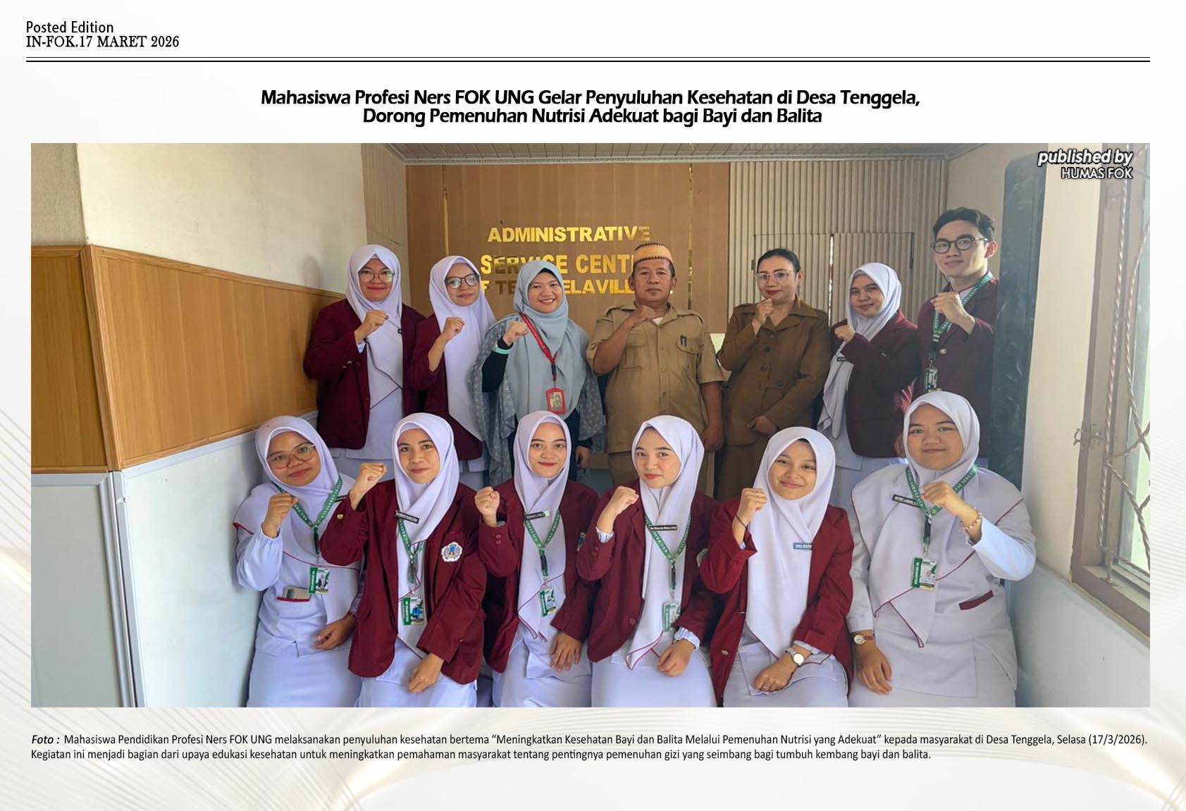 Cegah Stunting dari Desa, Mahasiswa Ners UNG Edukasi Nutrisi Balita di Tenggela