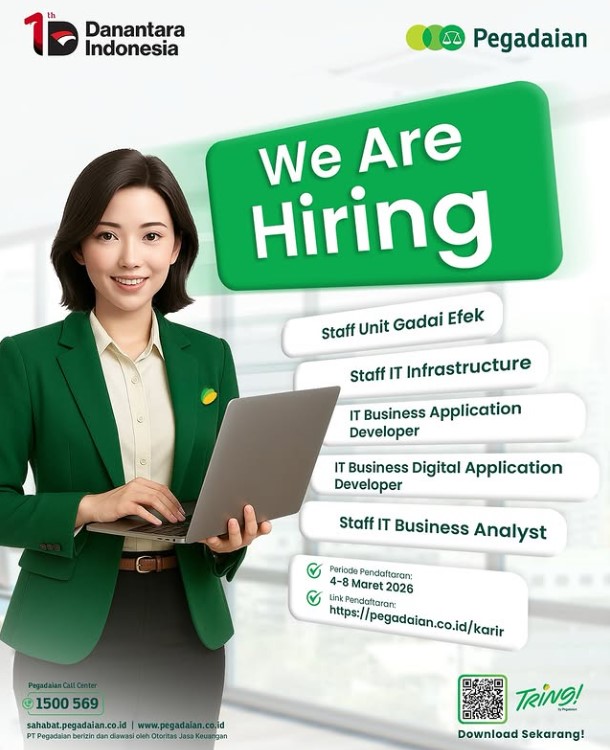 Peluang Karier untuk Alumni, PT Pegadaian Buka Rekrutmen Untuk Beberapa Posisi