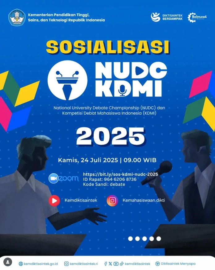 Sosialisasi National University Debate Championship (NUDC) dan Kompetisi Debat Mahasiswa Indonesia (KDMI) Tahun 2025