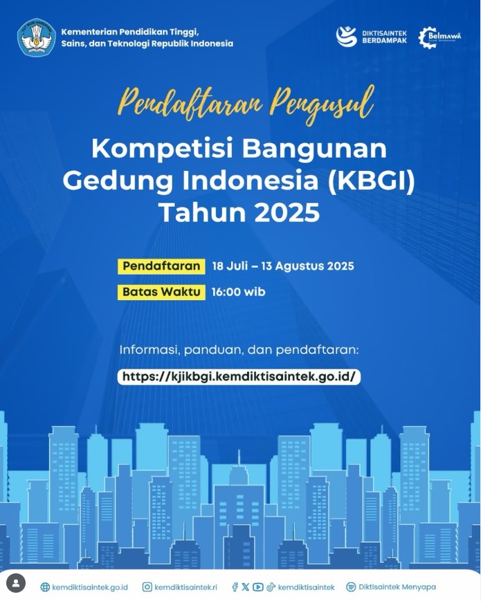 Pendaftaran Pengusul Kompetisi Bangunan Gedung Indonesia (KBGI) Tahun 2025