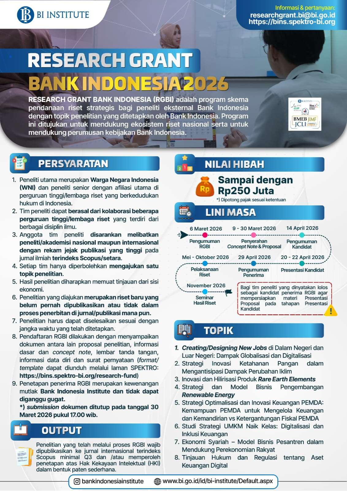 Peluang Emas! Bank Indonesia Membuka Research Grant Tahun 2026