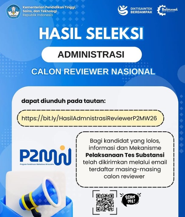 Hasil Seleksi Administrasi Calon Reviewer Nasional P2MW 2026