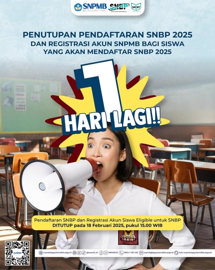 Besok Pendaftaran SNBP dan Registrasi Akun SNPMB Bagi Siswa yang Mendaftar SNBP 2025 Akan Ditutup