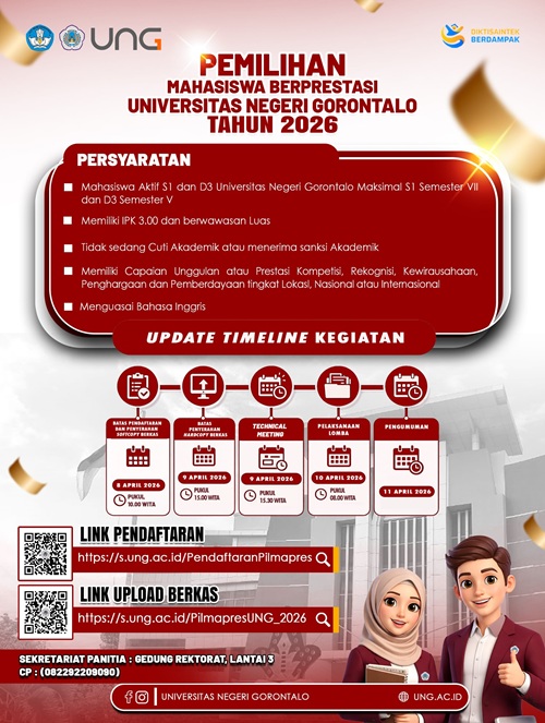 UNG Membuka Seleksi Pilmapres 2026, Berikut Syarat dan Jadwal Pendaftarannya