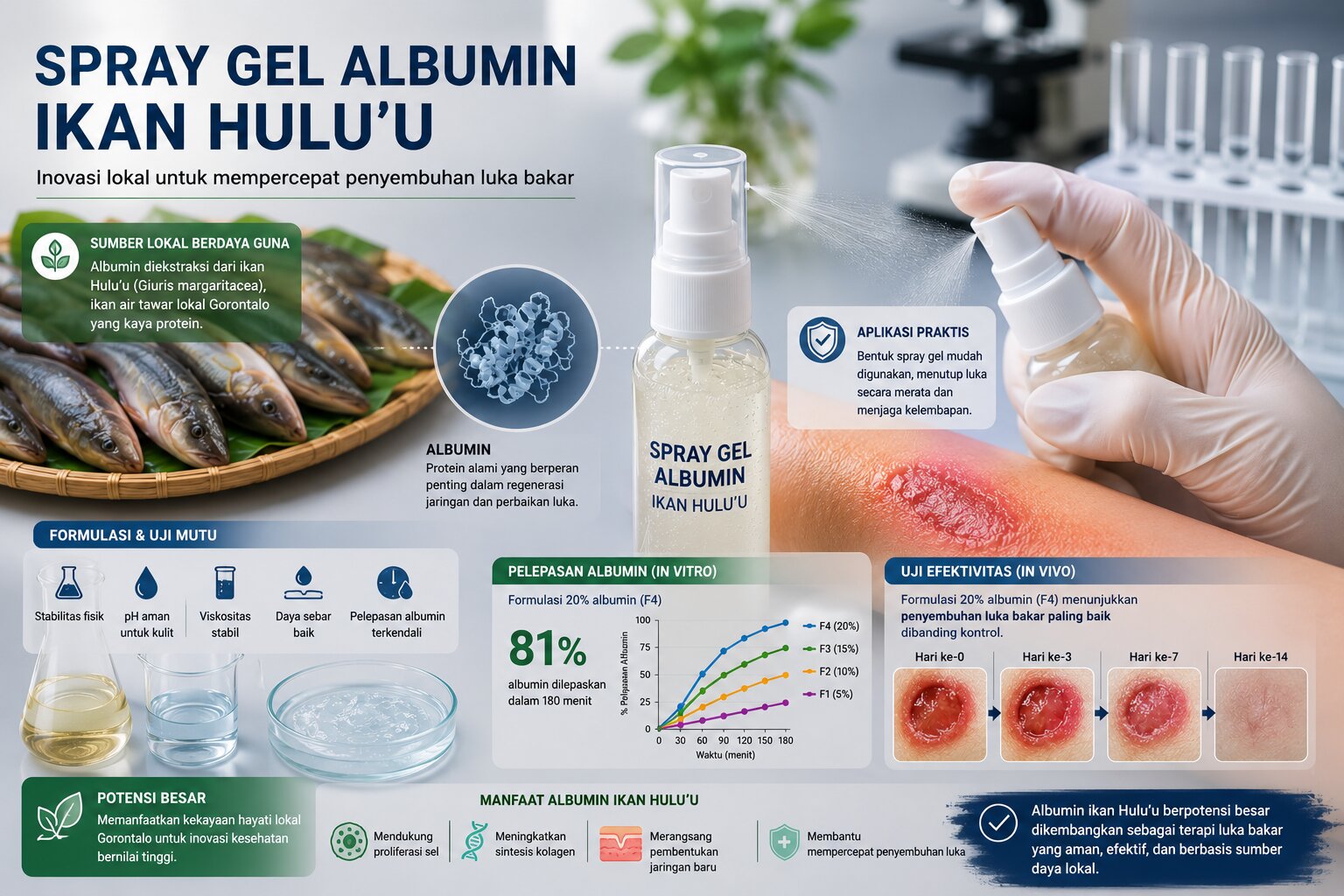 Dari Ikan Hulu’u ke Spray Gel Penyembuh Luka Bakar, Inovasi Kesehatan Berbasis Kekayaan Hayati Gorontalo