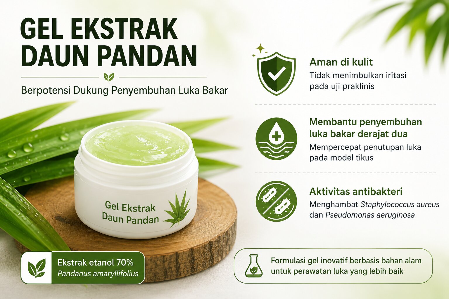 Dari Dapur ke Dunia Medis: Peneliti UNG Temukan Potensi Daun Pandan untuk Membantu Penyembuhan Luka Bakar 