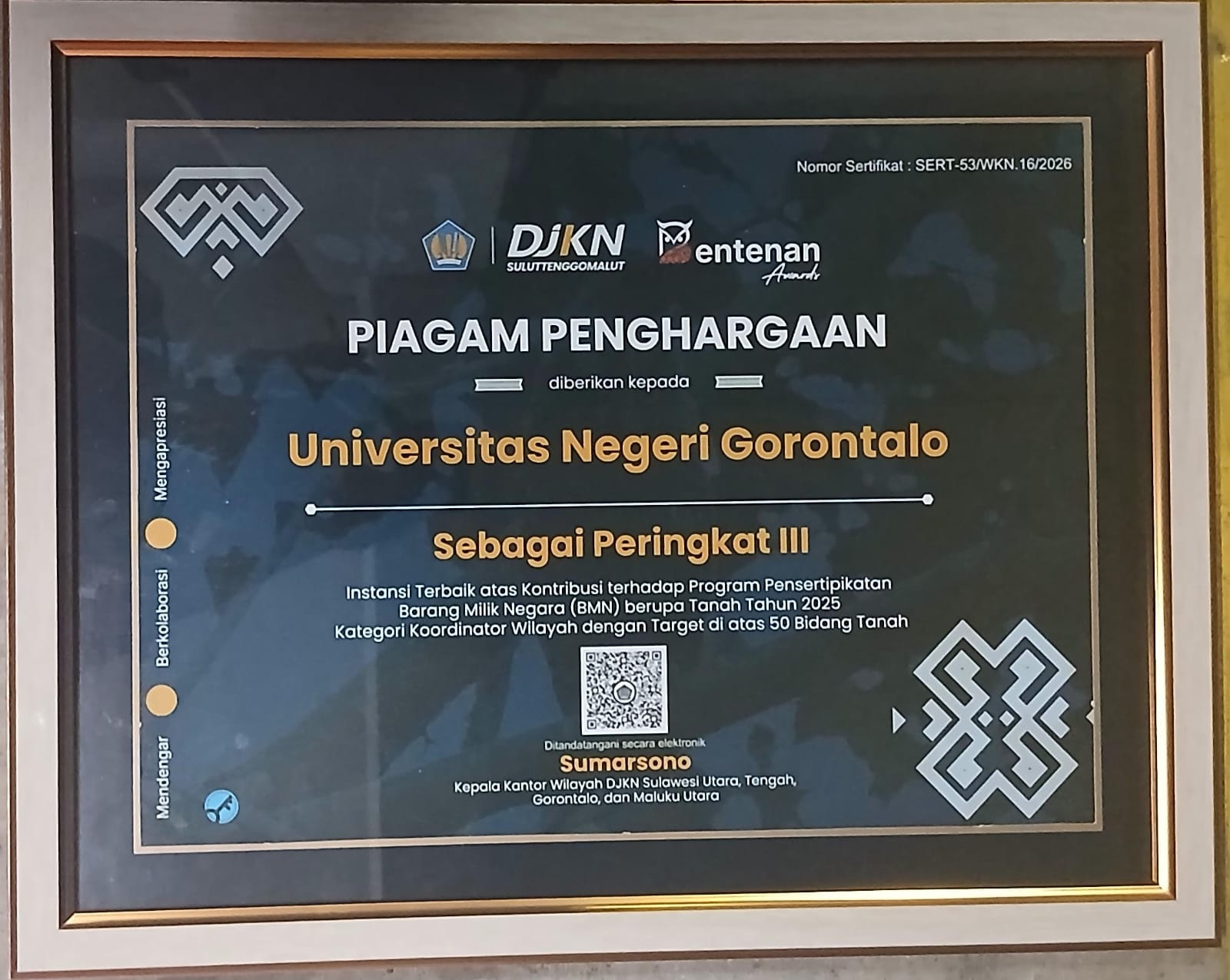 Raih Penghargaan Kemenkeu RI, UNG Jadi Salah Instansi Terbaik Pengelolaan Aset BMN 