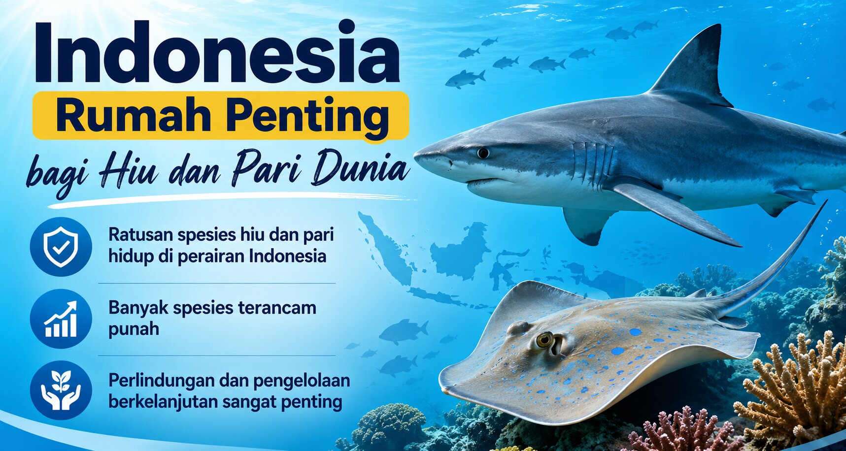 Indonesia Jadi Rumah Penting bagi Hiu dan Pari Dunia, Penelitian Soroti Urgensi Penguatan Konservasi