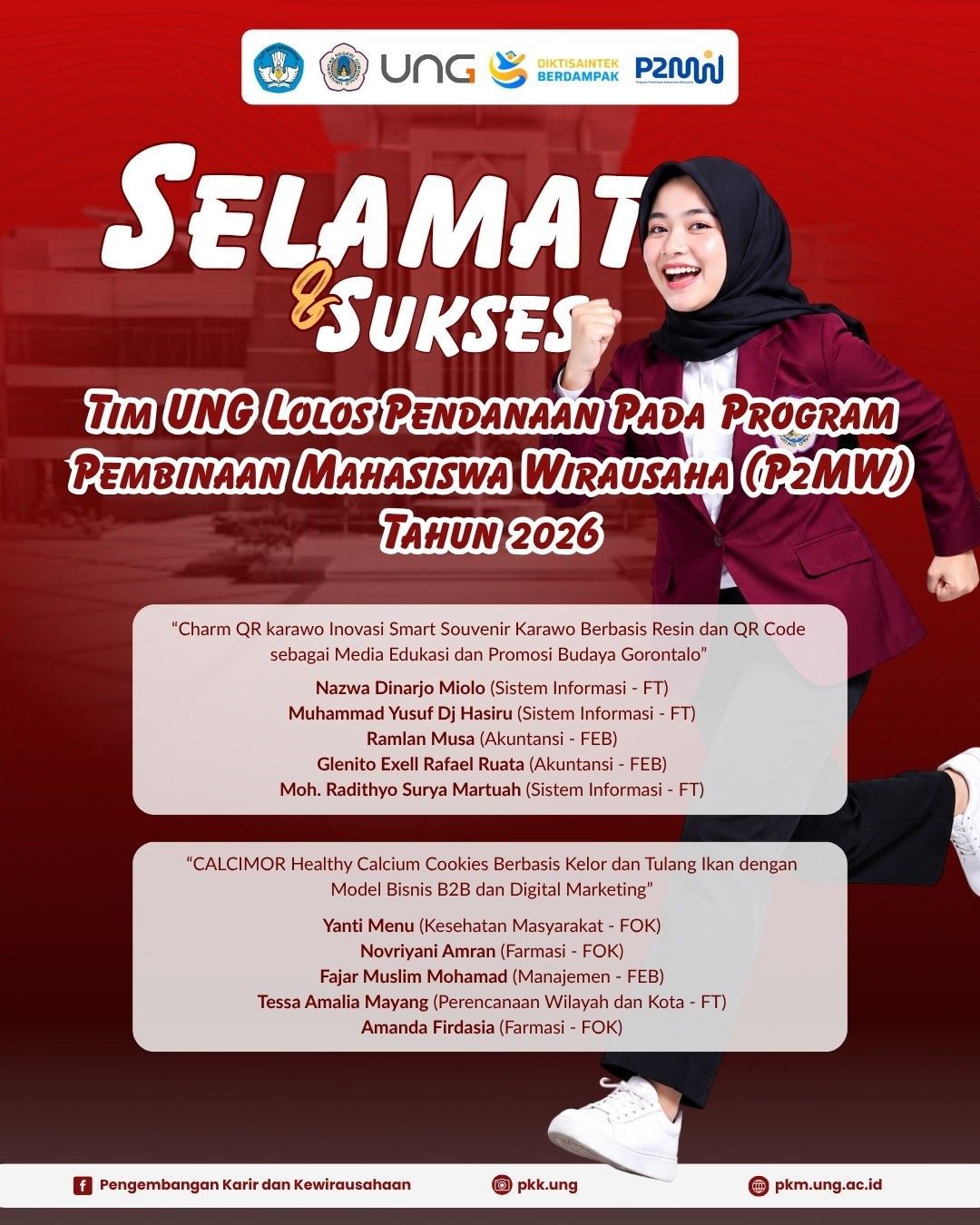 Dua Tim Mahasiswa UNG Lolos Pendanaan Program Pembinaan Mahasiswa Wirausaha (P2MW) 2026