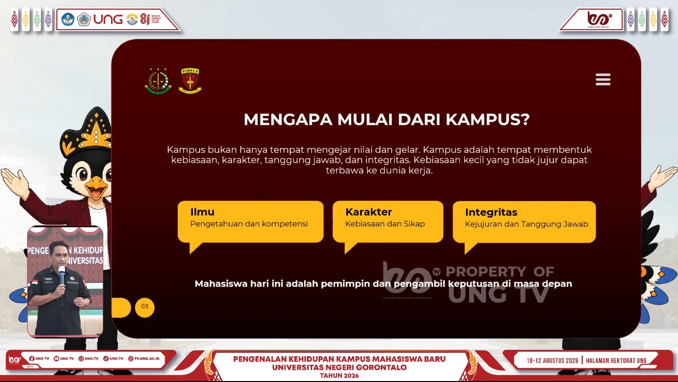 Bekali Mahasisa Baru Pengetahuan Anti Korupsi, UNG Berkomitmen Lahirkan Generasi Muda Berintegritas