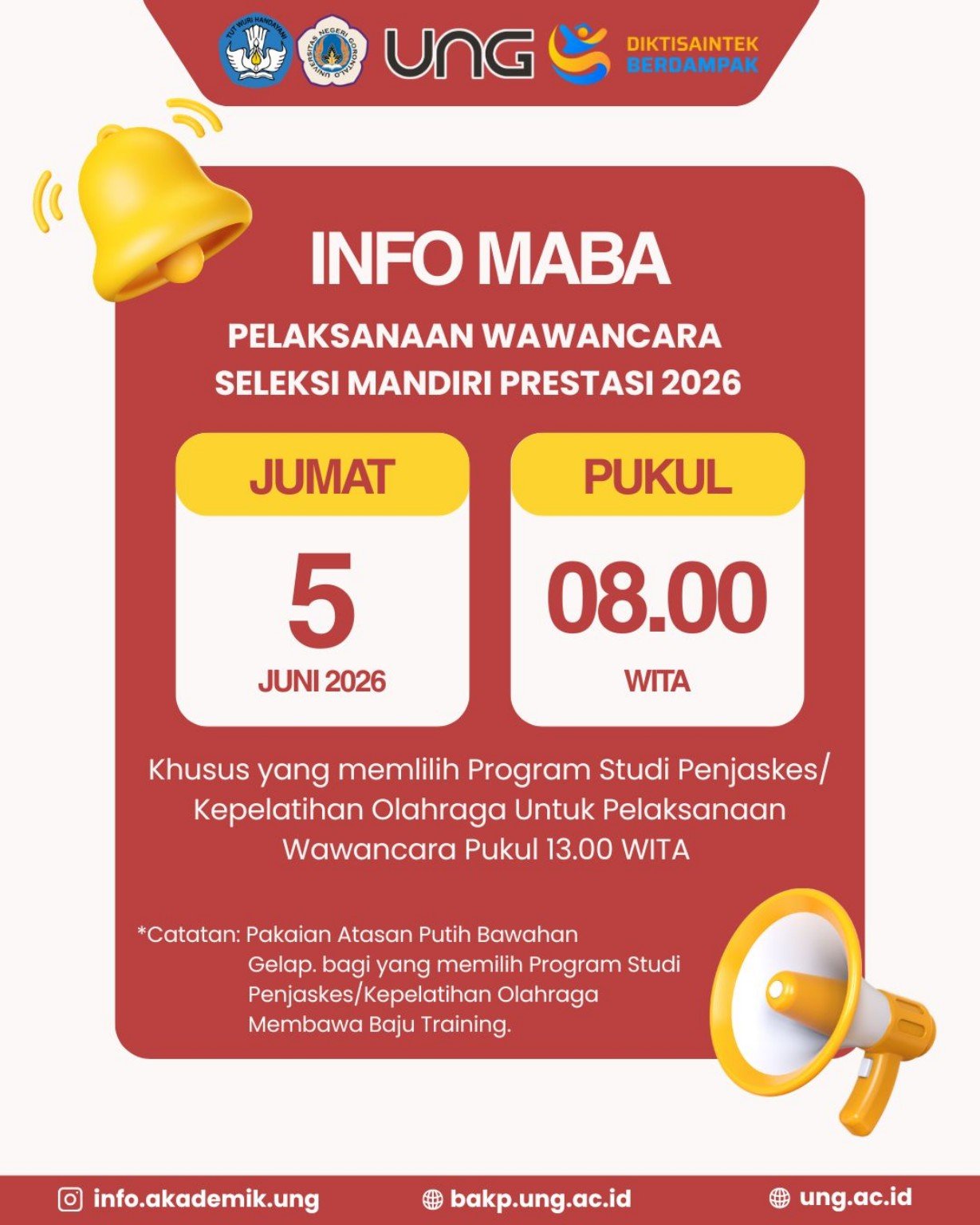 PENGUMUMAN WAWANCARA SELEKSI MANDIRI PRESTASI UNG 2026