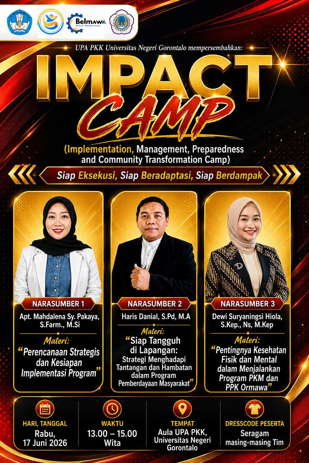 Persiapkan Implementasi Program, UNG Laksanakan Impact Camp bagi Penerima Pendanaan PKM dan PPK Ormawa