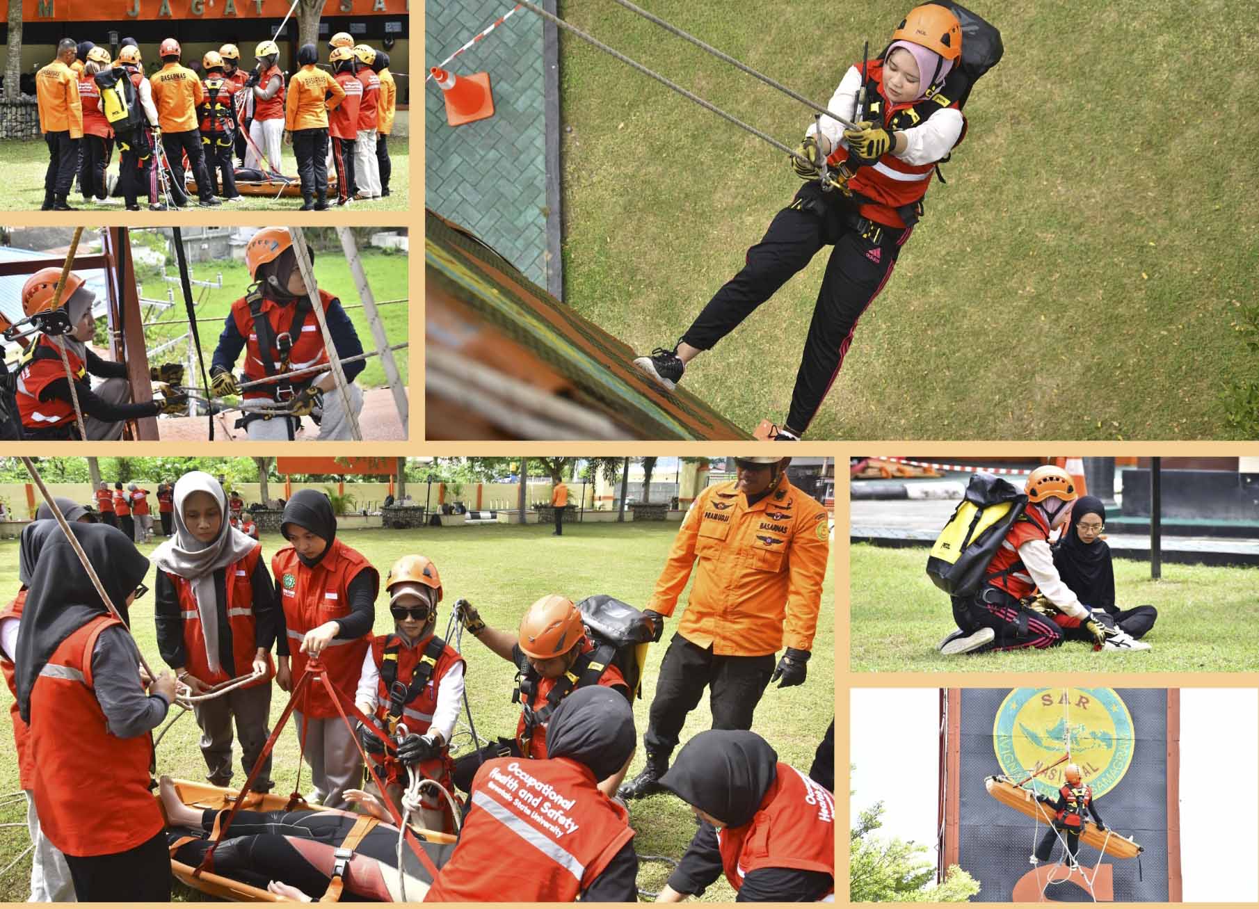 Mahasiswa K3 Prodi Kesmas Gelar Simulasi Pertolongan di Ketinggian di Basarnas Gorontalo