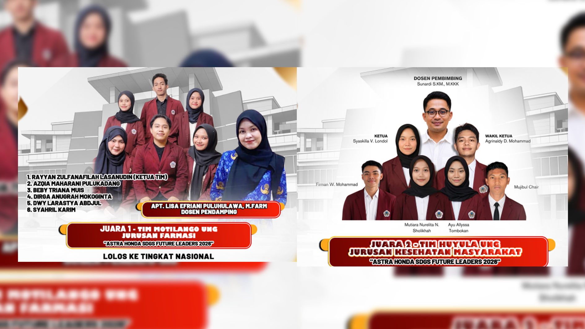 Mahasiswa FOK UNG Borong Juara 2 pada Kompetisi ASTRA Honda SDGs Future Leaders 2026