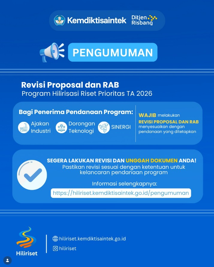 Tahap Lanjutan Program Hilirisasi Riset Prioritas 2026