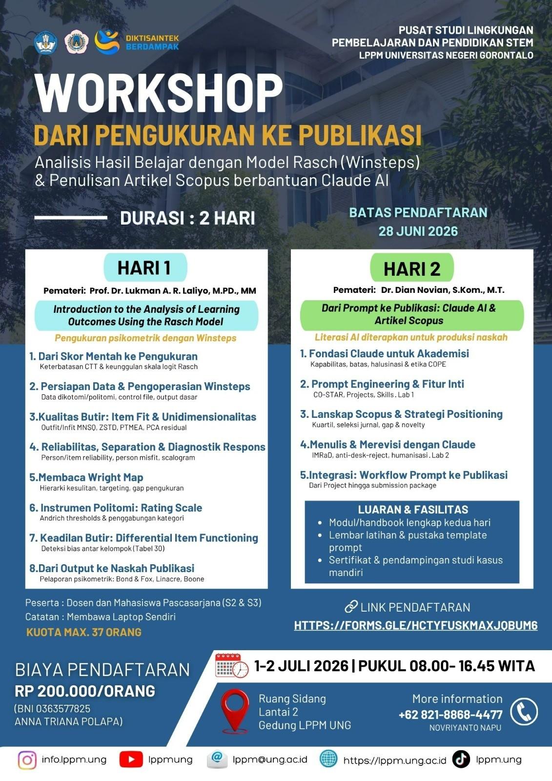 UNG Buka Pelatihan Analisis Hasil Belajar dan Penulisan Artikel Scopus Berbasis AI