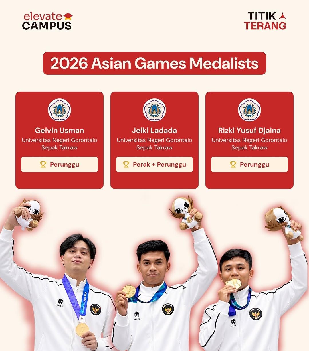 Dari UNG untuk Indonesia, Mahasiswa dan Alumni FOK UNG Persembahkan Medali di Asian Games 2026